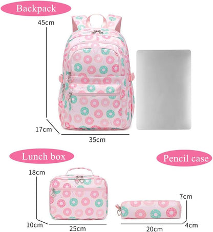 3Pcs Daisy Prints Backpack for Girls Bookbag set Primary School Daypack Elementary Students Knapsack with Lunch Box - PuriLite