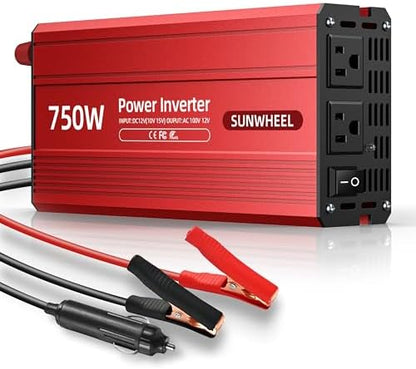 SUNWHEEL 4000W Pure Sine Wave Inverter, 12V DC to 110V/120V AC Power Inverter for RV、Microwave、Off Grid、Truck、Refrigerator、Air Conditioner with 4 AC outlets and LCD Display - PuriLite