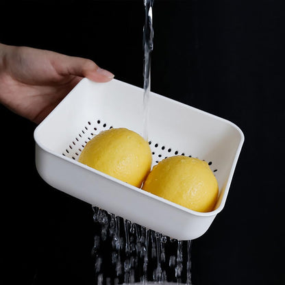 Kitchen Washbas Food Strainer Drain Basket Rotating Drainer Double-Layer Basin Vegetable Fruit Washing Strainer - PuriLite