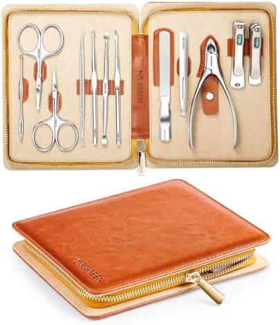 Manicure Set, Pedicure Sets, Nail Clipper Sets, Stainless Steel Professional Nail Cutter Kits with Travel Case (12 Count) - PuriLite