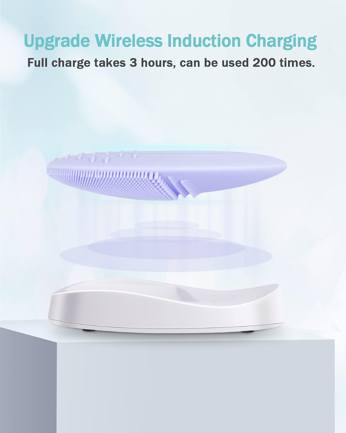 EZBASICS Sonic Facial Cleansing Brush Made with Ultra Hygienic Soft Silicone, Waterproof Sonic Vibrating Face Brush for Deep Cleansing, Gentle Exfoliating and Massaging, Inductive Charging Blue - PuriLite