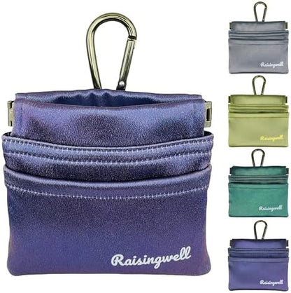 Raisingwell Dog Treat Pouch, Black Pocket Sized Pet Training Pouch, Cotton Fabric, Hand Free Dog Walking Bag with Carabiner, Self-Closing Pet Feed Snack Reward, for Pet Puppy Travel or Outdoor Use - PuriLite