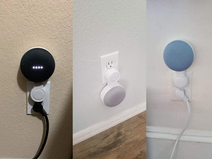 (2 Pack) Outlet Wall Mount Holder for Google Home Mini and Google Nest Mini, A Space-Saving Accessories with Cord Management for Google Mini Smart Speaker, No Messy Wires or Screws - PuriLite