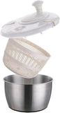 Salad Spinner, Large Stainless Steel Vegetable Washer, 5.3 Qt Plastic Lid for Washing Pasta and Fries, Durable Kitchen Tool - PuriLite