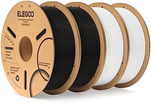 ELEGOO PLA Filament 1.75mm Black 1KG,3D Printer Filament Dimensional Accuracy +/- 0.02mm,1kg Cardboard Spool(2.2lbs) 3D Printing Filament Fits for Most FDM 3D Printers - PuriLite