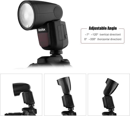 Godox V1C Professional Camera Flash Speedlite Speedlight Round Head Wireless 2.4G Replacement for Canon EOS Series 1500D 3000D 5D Mark LLL 5D Mark ll for Wedding Portrait Studio Photography - PuriLite