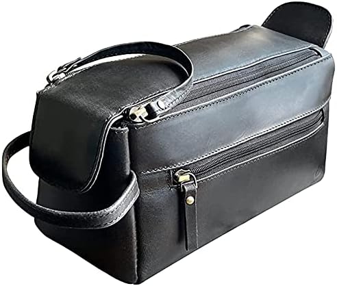Genuine Leather Travel Toiletry Bag - Hygiene Organizer Dopp Kit by Rustic Town - PuriLite