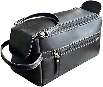 Genuine Leather Travel Toiletry Bag - Hygiene Organizer Dopp Kit by Rustic Town - PuriLite