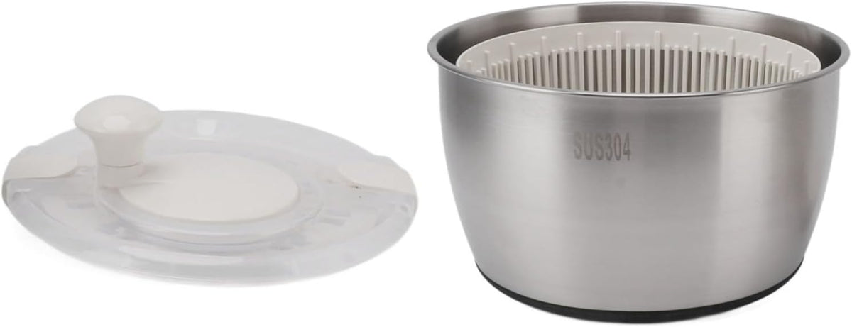 Stainless Steel Salad Spinner - Large Capacity Vegetable and Fruit Washer, Lettuce Dryer, Drip Basket, Multifunctional Kitchen Tool - PuriLite