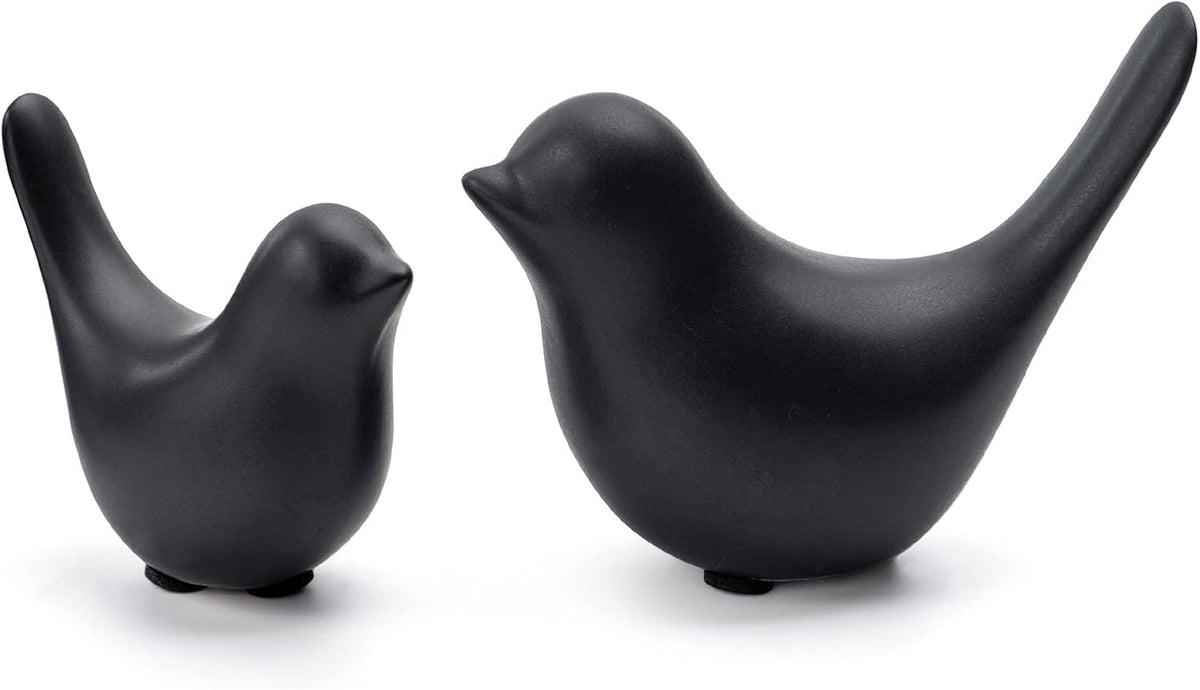 Notakia Small Birds Statues Pink Home Decor Modern Style Decorative Ornaments for Living Room, Bedroom, Office Desktop, Cabinets (Black 2Pcs) - PuriLite