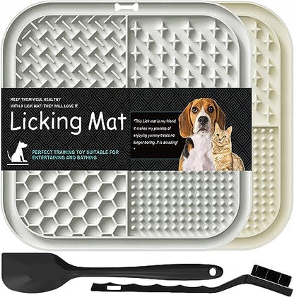 2 Pack Licking Mat for Dogs & Cats with Suction Cups, Dog Slow Feeder Lick Pat for Anxiety Relief, Dog Toys Feeding Mat for Butter Yogurt Peanut, Pets Bathing Grooming Training Mat - PuriLite