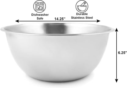 Fox Run 7330 Large Mixing Bowl, Stainless Steel, 10.75-Quart - PuriLite