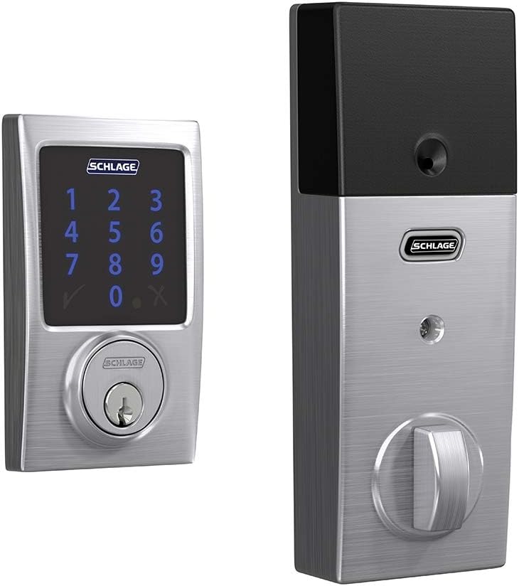 Schlage BE469ZP CAM 622 Connect Smart Deadbolt with Alarm with Camelot Trim in Matte Black, Z-Wave Plus Enabled - PuriLite