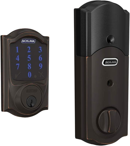 Schlage BE469ZP CEN 622 Connect Smart Deadbolt with Alarm with Century Trim in Matte Black, Z-Wave Plus Enabled - PuriLite