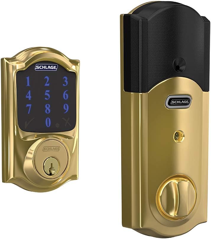 Schlage BE469ZP CAM 622 Connect Smart Deadbolt with Alarm with Camelot Trim in Matte Black, Z-Wave Plus Enabled - PuriLite