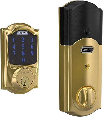 Schlage BE469ZP CAM 622 Connect Smart Deadbolt with Alarm with Camelot Trim in Matte Black, Z-Wave Plus Enabled - PuriLite