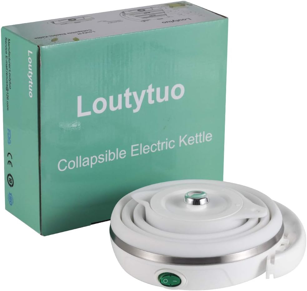 120V 555ML Ultrathin Travel Foldable Electric Kettle with Separable Power Cord and Handle, Boil Dry Protection, Food Grade Silicone - PuriLite