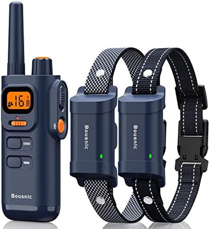 Bousnic Dog Training Collar with Remote - 4000ft Waterproof Dog Shock Collars 2 Dogs for Large Medium Small Dogs Rechargeable E Collars for Dogs Training with Beep Vibration Humane Shock(1-16) Mode - PuriLite