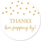 40 Thanks for Popping by! Popcorn Favor Stickers (Gold on White) - PuriLite