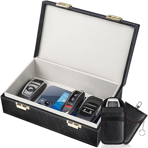 Samfolk Faraday Box with Faraday Pouchs, Faraday Box for Car Keys,RFID Key Fob Protector Anti-Theft Key Fob Box, Anti-Theft Cages for Car Keys, Phone and Credit Card - PuriLite