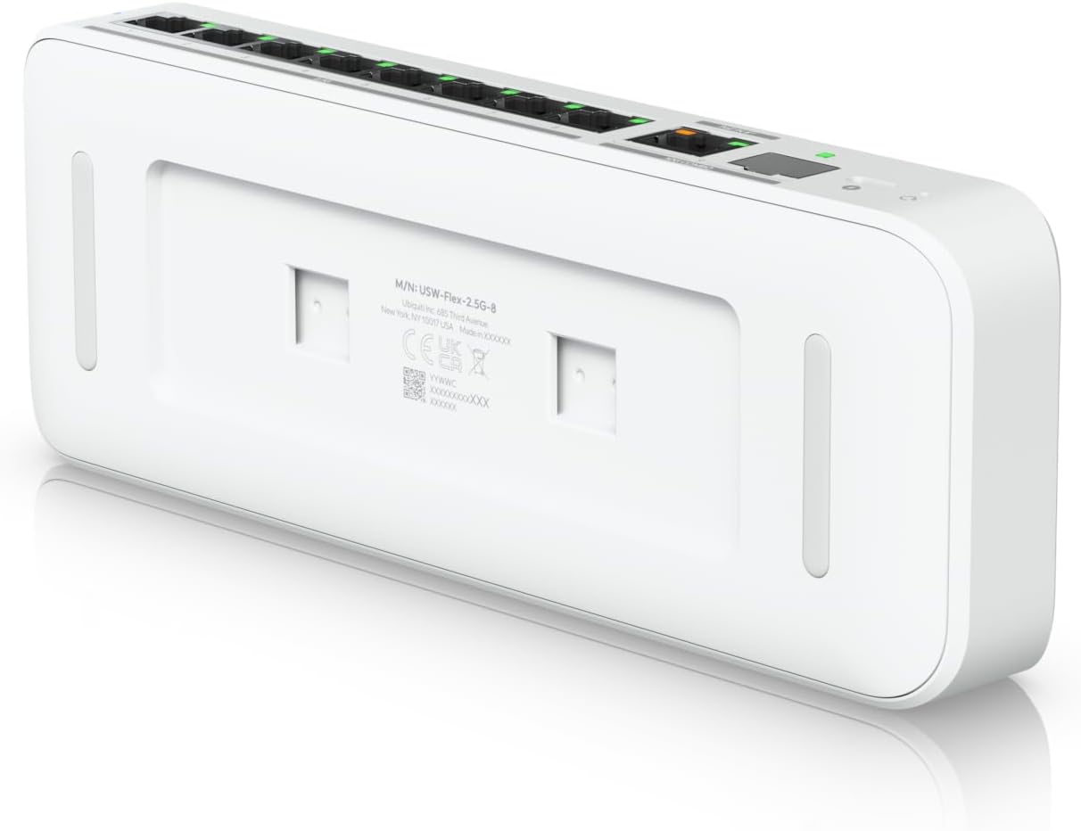 Ubiquiti Networks USW-Flex-2.5G-8 UniFi Switch Flex 2.5G (8 x 2.5 GbE ports, 1 x 10 GbE PoE+ input/SFP+ combo, Plastic case, Compatible with Desktop, Laptop, Server, IP Camera, Printer) - PuriLite