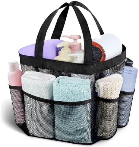 Attmu Mesh Shower Caddy Portable for College Dorm Room Essentials with 8 Pockets, Hanging Shower Caddy Basket Tote Bag Toiletry Accessories for Bathroom - PuriLite