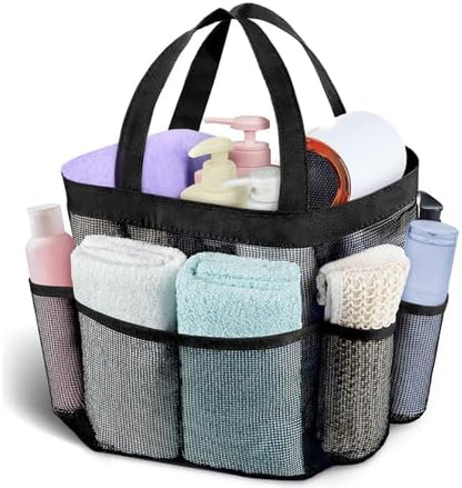 Attmu Mesh Shower Caddy Portable for College Dorm Room Essentials with 8 Pockets, Hanging Shower Caddy Basket Tote Bag Toiletry Accessories for Bathroom - PuriLite