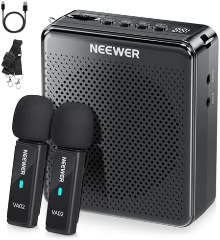 NEEWER VA01 Voice Amplifier with Wired Headset Microphone, Speaker, Shoulder Strap, AUX Output, USB C Rechargeable Portable Sound Amplifier with Mic 14Hrs Battery for Teachers, Trainers, Tour Guides - PuriLite