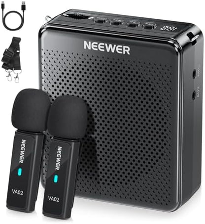 NEEWER VA01 Voice Amplifier with Wired Headset Microphone, Speaker, Shoulder Strap, AUX Output, USB C Rechargeable Portable Sound Amplifier with Mic 14Hrs Battery for Teachers, Trainers, Tour Guides - PuriLite
