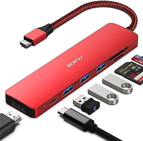 BENFEI USB C HUB 7in1, USB C HUB Multiport Adapter with USB-C to HDMI, USB-C to SD/TF Card Reader/3*USB 3.0/100W Power Delivery, Compatible with iPhone 15 Pro/Max, MacBook, iPad Pro, iMac, S23, XPS17 - PuriLite
