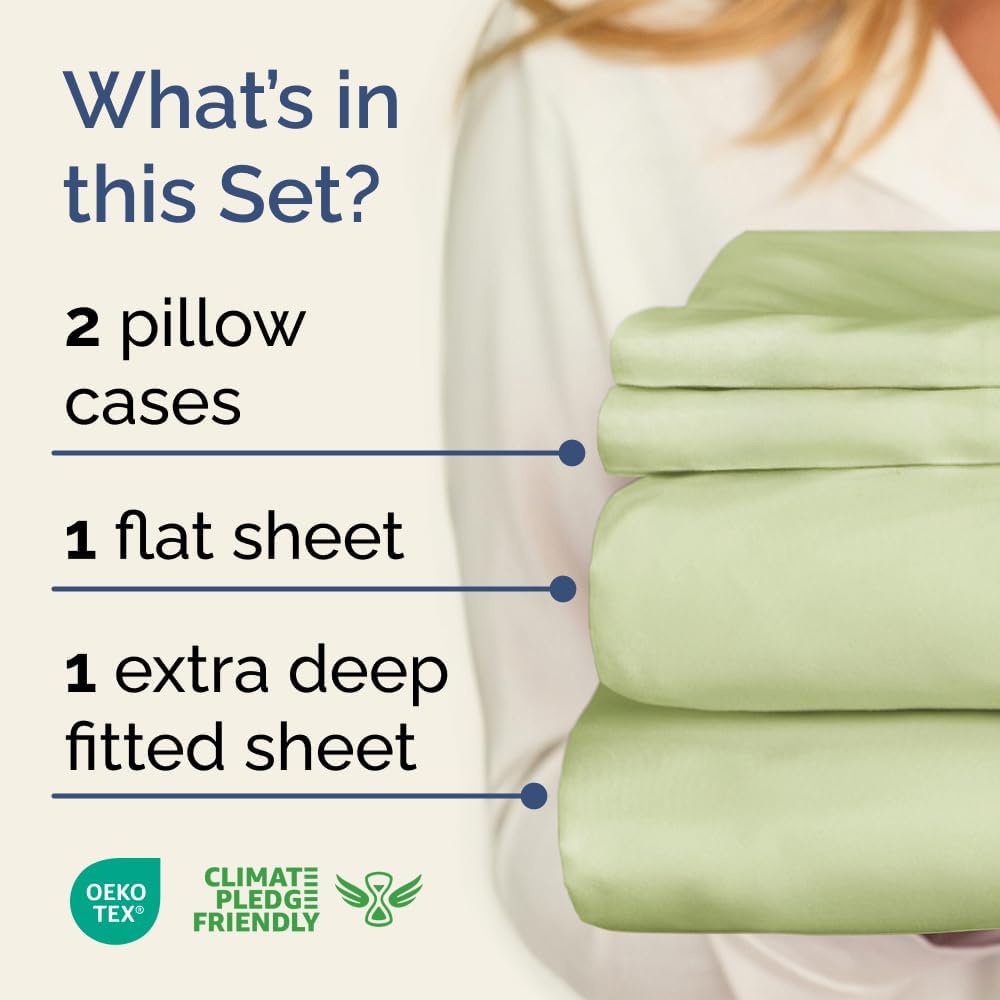 Extra Deep Queen Sheet Set - 6 Piece Breathable & Cooling Sheets - Hotel Luxury Bed Sheets Set - Easy & Secure Fit - Soft, Wrinkle Free & Comfy Sheets Set - White Sheet Set w/Extra Deep Pockets - PuriLite