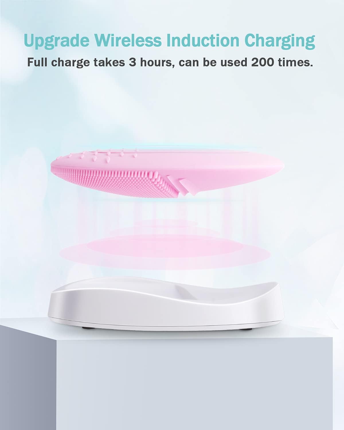 EZBASICS Sonic Facial Cleansing Brush Made with Ultra Hygienic Soft Silicone, Waterproof Sonic Vibrating Face Brush for Deep Cleansing, Gentle Exfoliating and Massaging, Inductive Charging Blue - PuriLite