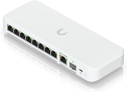 Ubiquiti Networks USW-Flex-2.5G-8 UniFi Switch Flex 2.5G (8 x 2.5 GbE ports, 1 x 10 GbE PoE+ input/SFP+ combo, Plastic case, Compatible with Desktop, Laptop, Server, IP Camera, Printer) - PuriLite