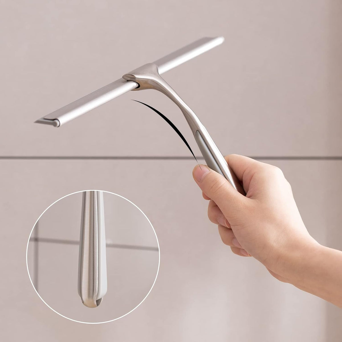 Ettori Shower Squeegee for Glass Doors, Squeegee for Shower Glass Door, Window and Car Glass, Mirrors - All-Purpose Stainless Steel Squeegee, 10 Inches and Black - PuriLite