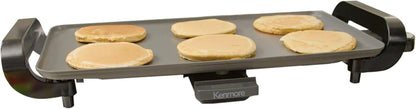 Kenmore Electric Griddle - External Temperature Control, Easy Clean Countertop Cooking Kitchen Appliance Removable Drip Tray, Grill Bacon, Eggs, Pancakes, Crepes, Tortillas, Nonstick 10x18" Pan - PuriLite