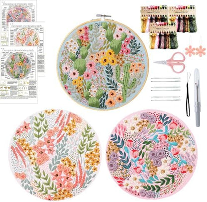 Purilite Select 3-Sets Flower Embroidery Kit - PuriLite