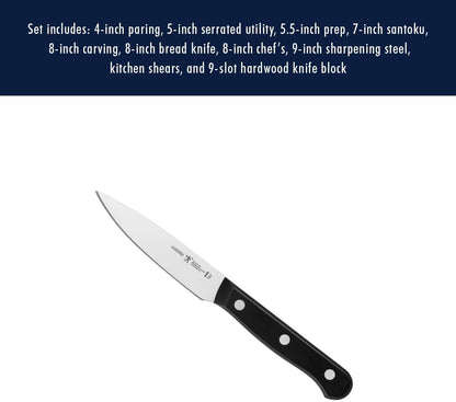 HENCKELS Solution Razor-Sharp 16-pc Self Sharpening Knife Block Set, Chef Knife, Bread Knife, Steak Knife, German Engineered Informed by 100+ Years of Mastery - PuriLite