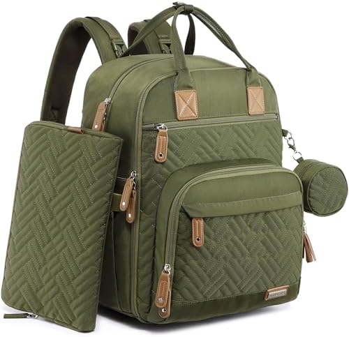 Diaper Bag Backpack, iniuniu Large Baby Bags with Diaper Pouch, Washable Changing Pad, Pacifier Case and Stroller Straps - PuriLite