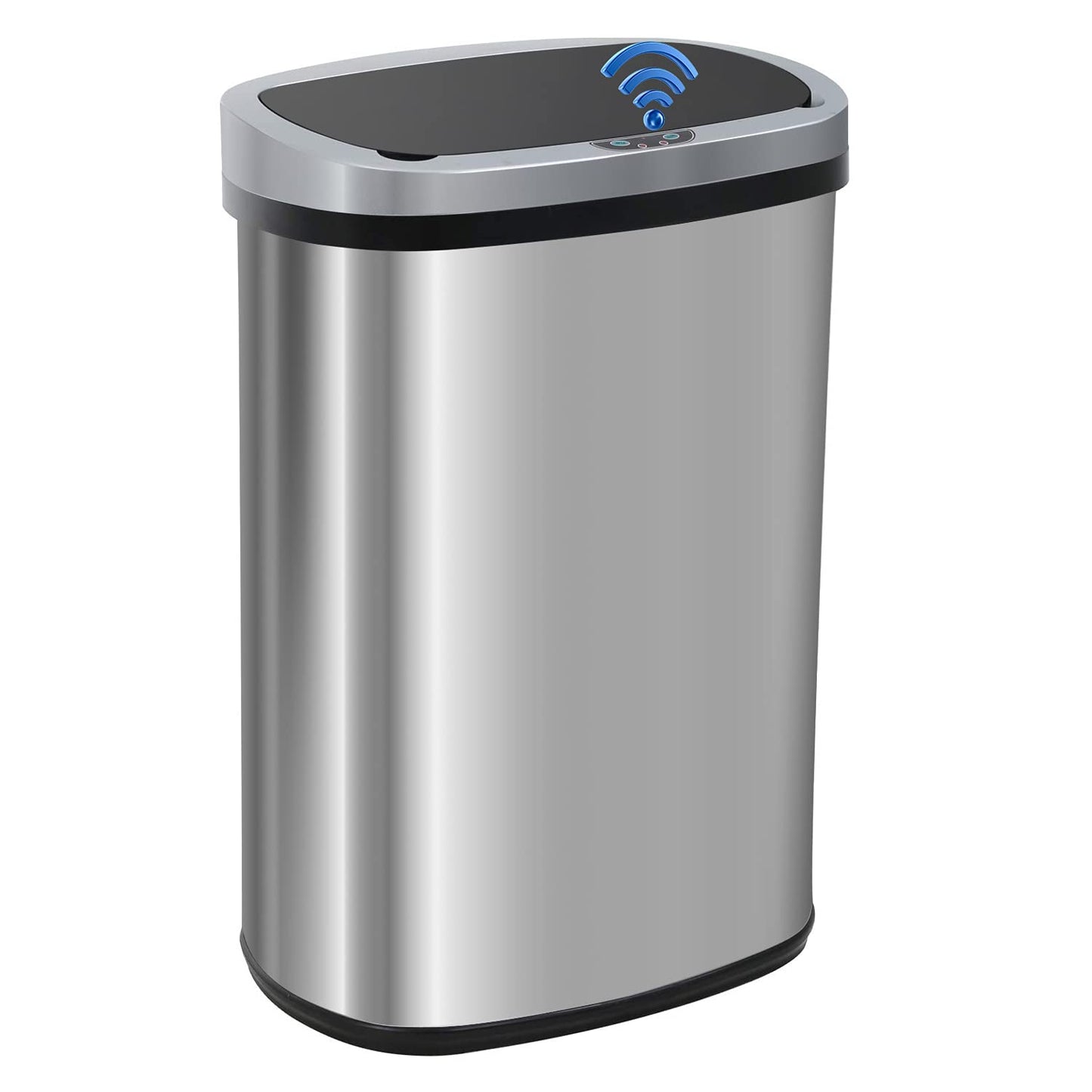 13 Gallon 50 Liter Garbage Can Kitchen Trash Can with Lid Automatic Sensor Touch Free Stainless Steel Waste Bin for Bathroom Bedroom Home Office,Black - PuriLite