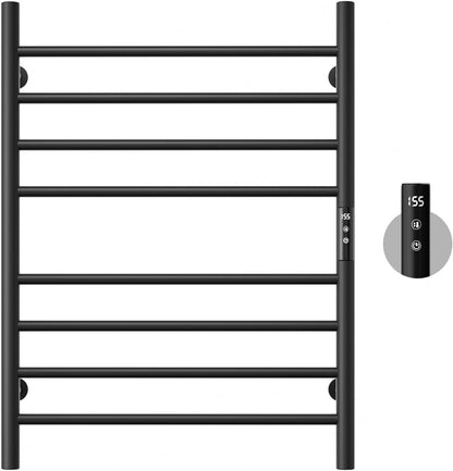 POPFLY Heated Towel Rack, Wall Mounted Electric Hot Towel Warmer, 4-Bar 304 Stainless Steel Small Heated Towel Warmer Rack for Bathroom with Timer and Temperature Control, Brushed - PuriLite