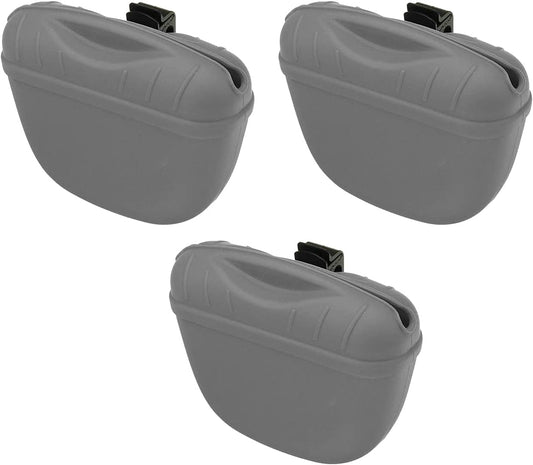 SEIWEI Dog Treat Pouch for Training Silicone, Magnetic Closure Opening Portable Dog Treat Bag for Outdoor Dog Snack 3PCS Gray - PuriLite