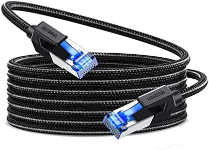 UGREEN Cat 8 Ethernet Cable High Speed 40Gbps 2000Mhz Network Shielded Cable Braided Heavy Duty RJ45 LAN Cables Internet Cord Compatible for PS5, PS4, Xbox One, Modem, Router 25FT - PuriLite