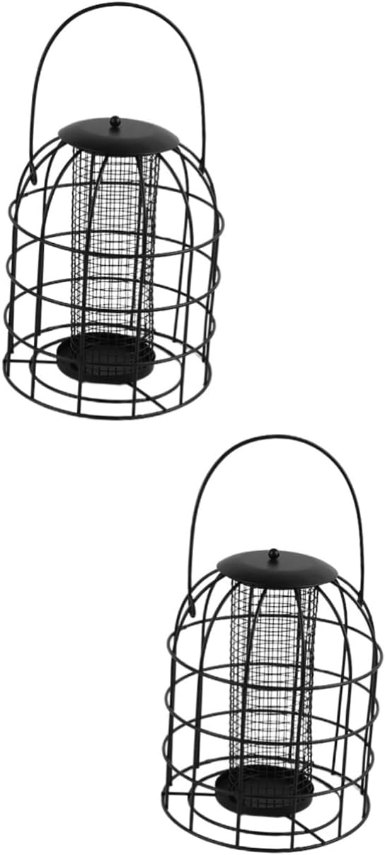 HEMOTON 2pcs Iron Cage Bird Feeder Hanging Mesh Grid Tube for Indoor Birds Pet Store Supplies