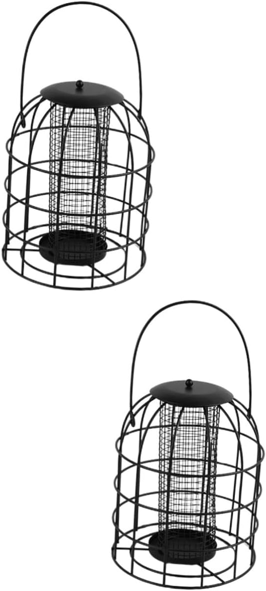 HEMOTON 2pcs Iron Cage Bird Feeder Hanging Mesh Grid Tube for Indoor Birds Pet Store Supplies