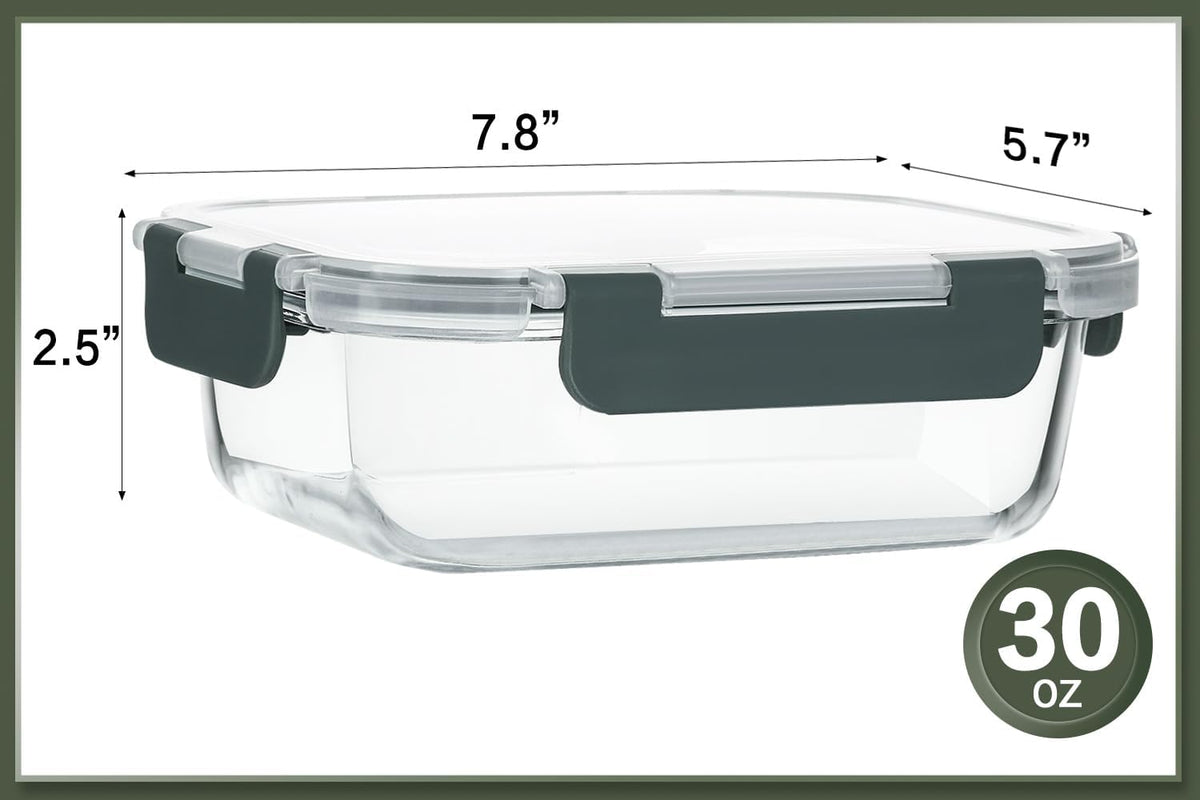 Purilite Select 10-Pack 30 oz Glass Meal Prep Containers with Lids - PuriLite