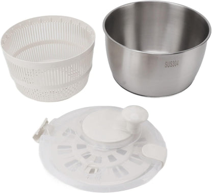 Stainless Steel Salad Spinner - Large Capacity Lettuce Spinner with Multifunctional Drain Basket for Vegetable Drying and Fruit Washing - PuriLite