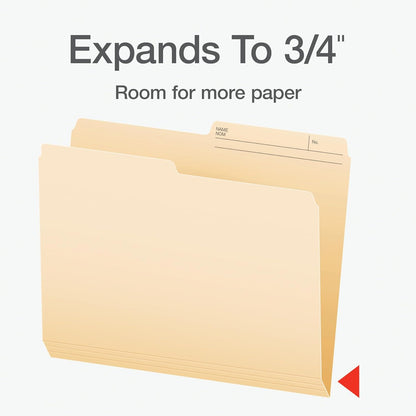 Pendaflex File Folders, 1/2 Cut Tab, Letter Size, Manila, Durable & Tear-Resistant File Organizers, 100/Box for Office, Home & School Filing Systems, Reversible & Eco-Friendly Design - PuriLite