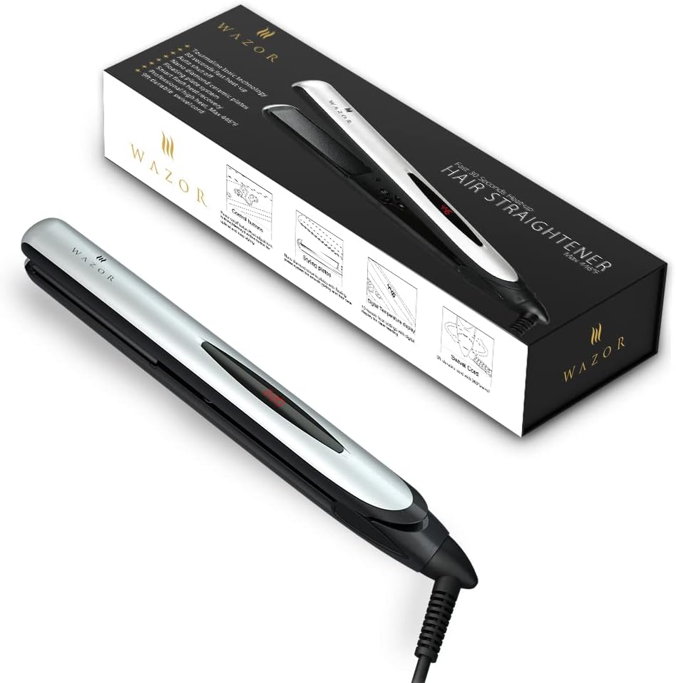 Wazor Hair Flat Iron 1 Inch Ionic Ceramic Hair Straightener Professional Flat Iron With LED Digital and Temperature Control From 284 to 446 Auto Shut Off - PuriLite