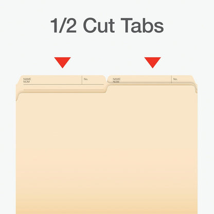 Pendaflex File Folders, 1/2 Cut Tab, Letter Size, Manila, Durable & Tear-Resistant File Organizers, 100/Box for Office, Home & School Filing Systems, Reversible & Eco-Friendly Design - PuriLite