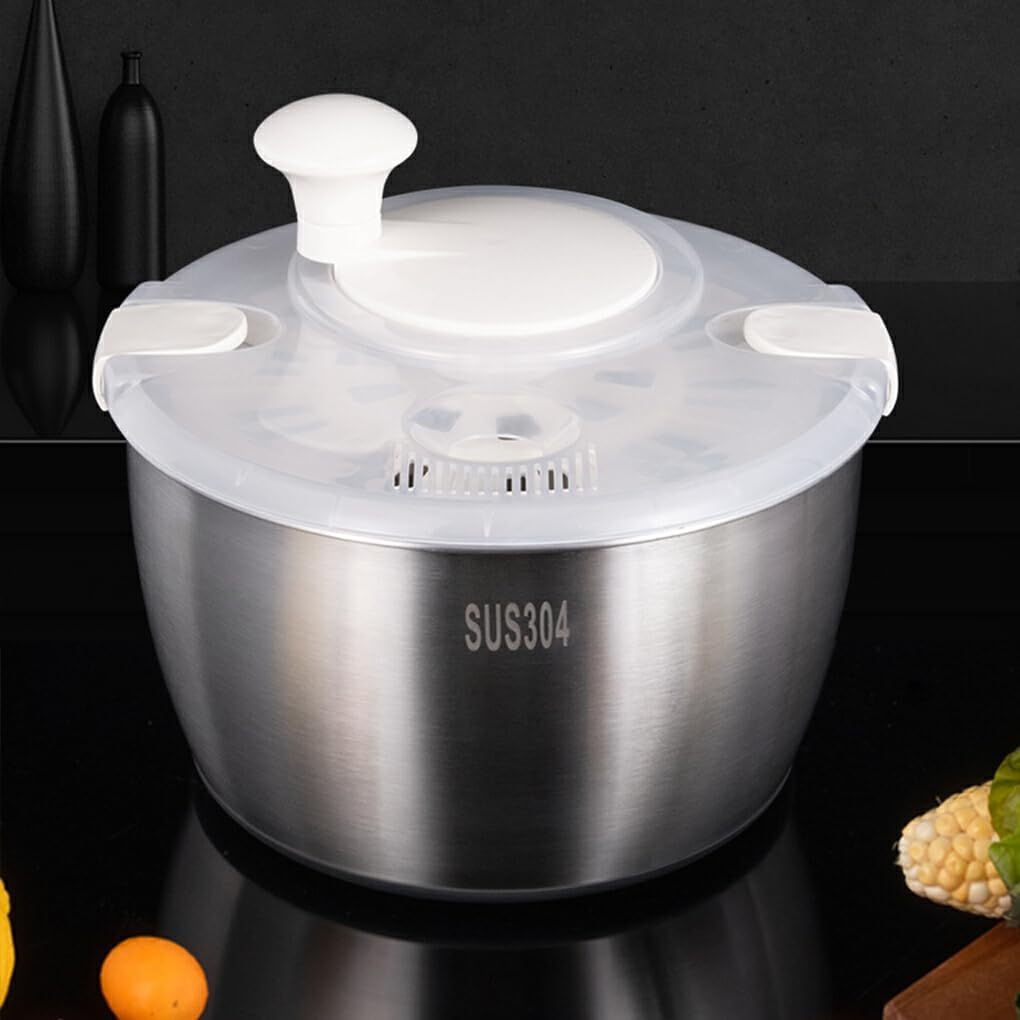 koaunert Large Salad with Non-Slip Base Durable and Practical Stainless Steel Salad Spinners Salad Spinners Collapsible, Stainless Steel - PuriLite